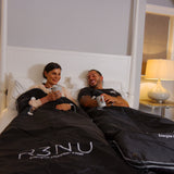 R3NU Infrared Heated Wellness Blanket in use for muscle recovery